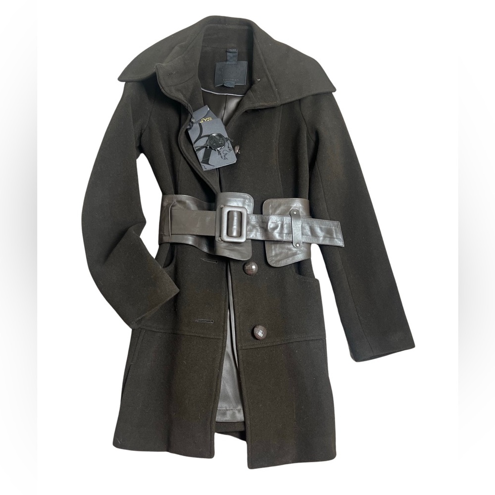 Mackage Black Pea Coat with Gray Belt